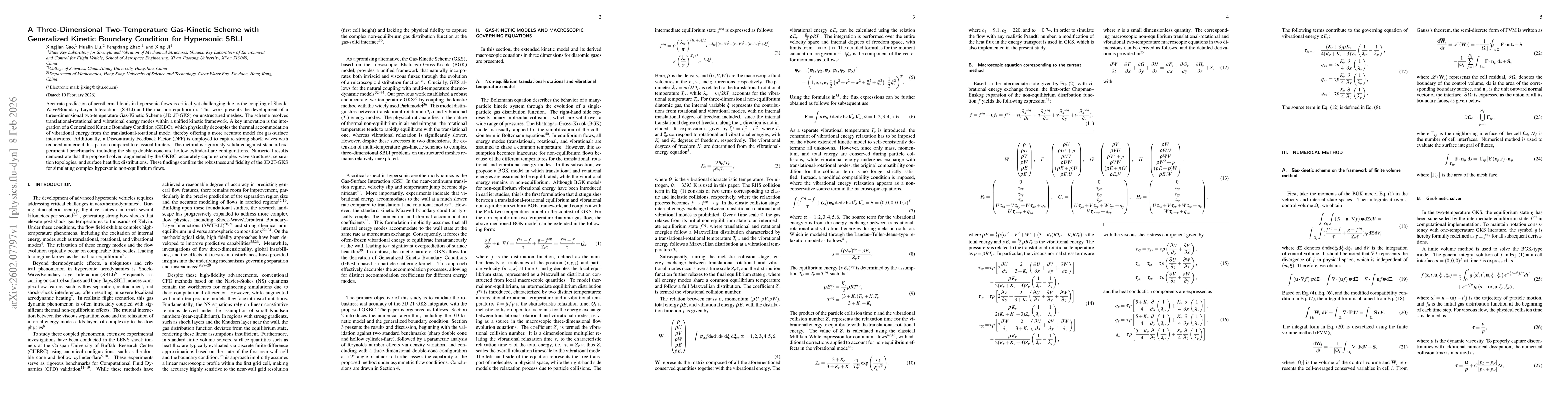 Thumbnail for A Three-Dimensional Two-Temperature Gas-Kinetic Scheme with Generalized Kinetic Boundary Condition for Hypersonic SBLI