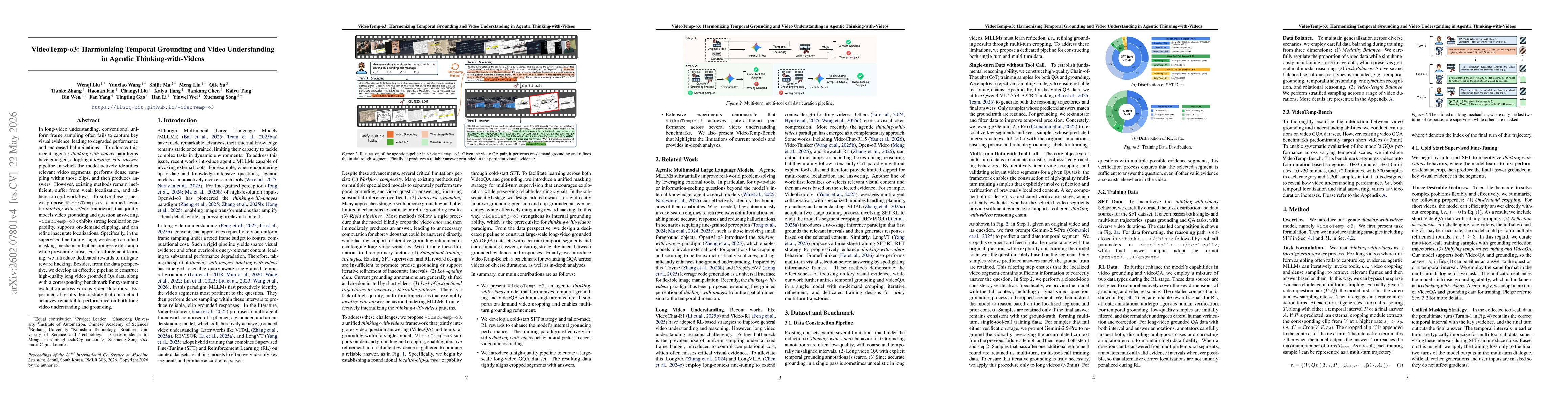 Thumbnail for VideoTemp-o3: Harmonizing Temporal Grounding and Video Understanding in Agentic Thinking-with-Videos