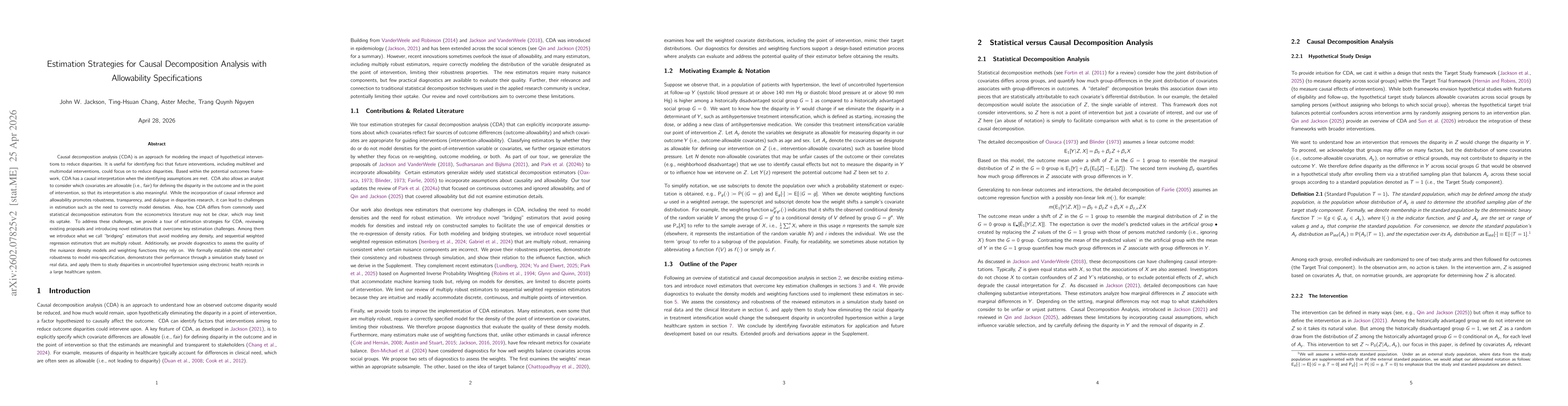 Thumbnail for Estimation Strategies for Causal Decomposition Analysis with Allowability Specifications