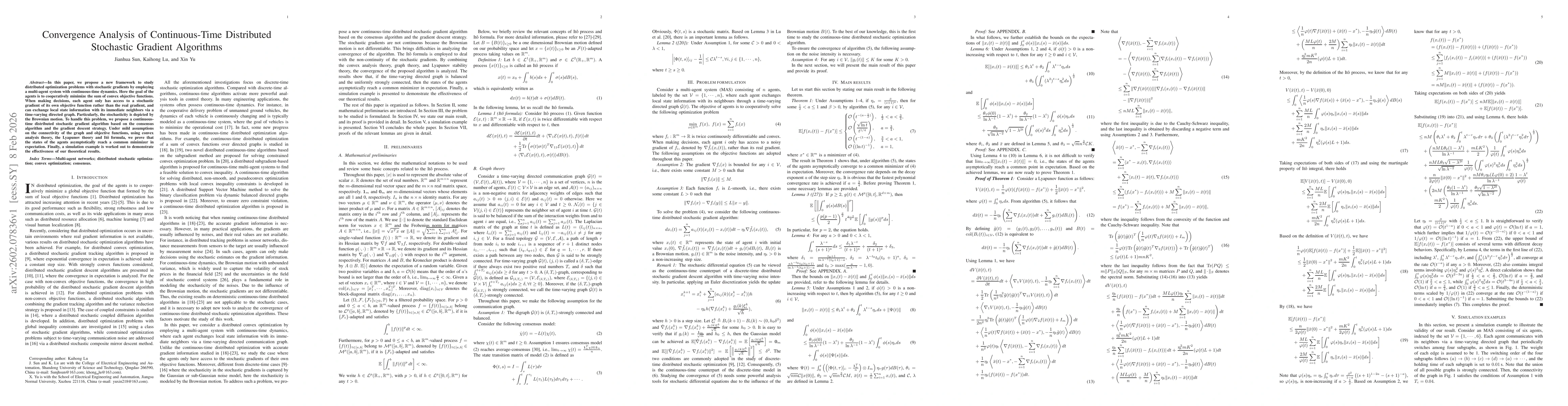 Thumbnail for Convergence Analysis of Continuous-Time Distributed Stochastic Gradient Algorithms