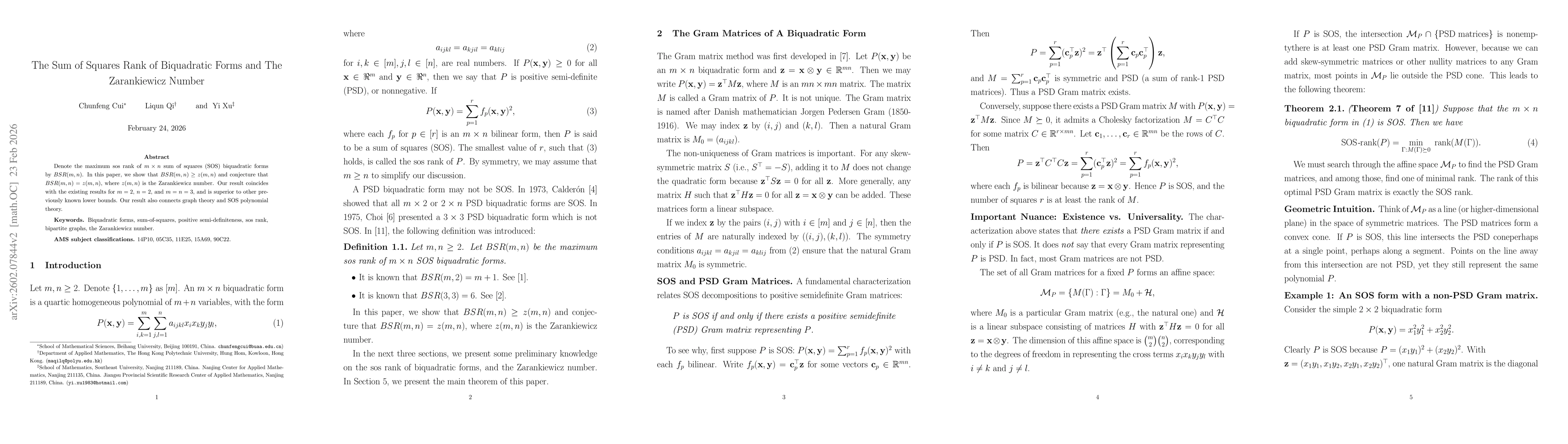 Thumbnail for Biquadratic SOS Rank: Sum of Squares Decompositions and Rank Bounds for Biquadratic Forms