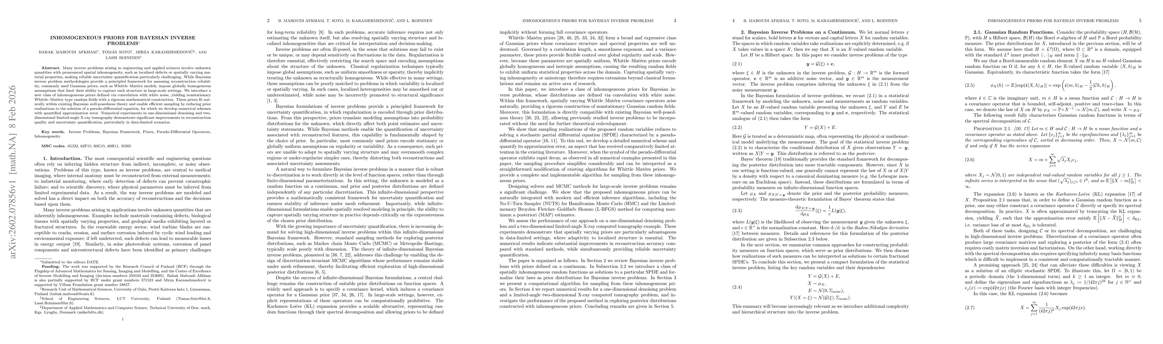 Thumbnail for Inhomogeneous Priors for Bayesian Inverse Problems