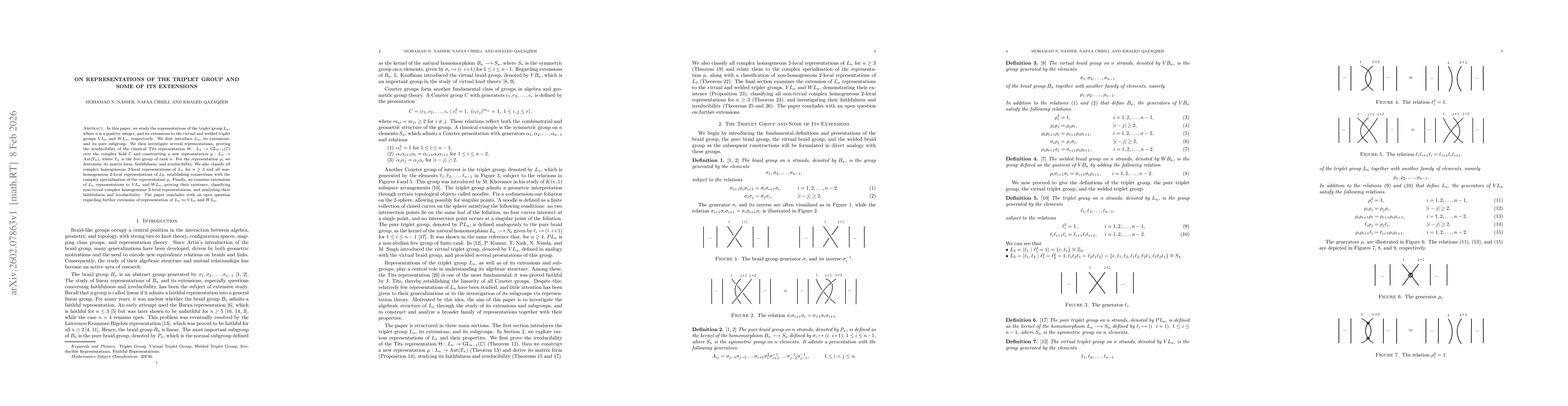 Thumbnail for On representations of the triplet group and some of its extensions