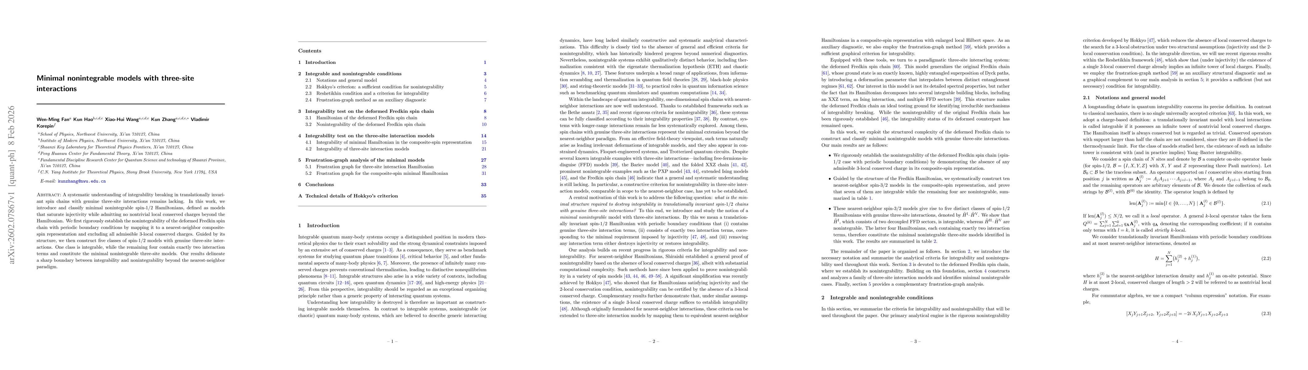 Thumbnail for Minimal nonintegrable models with three-site interactions