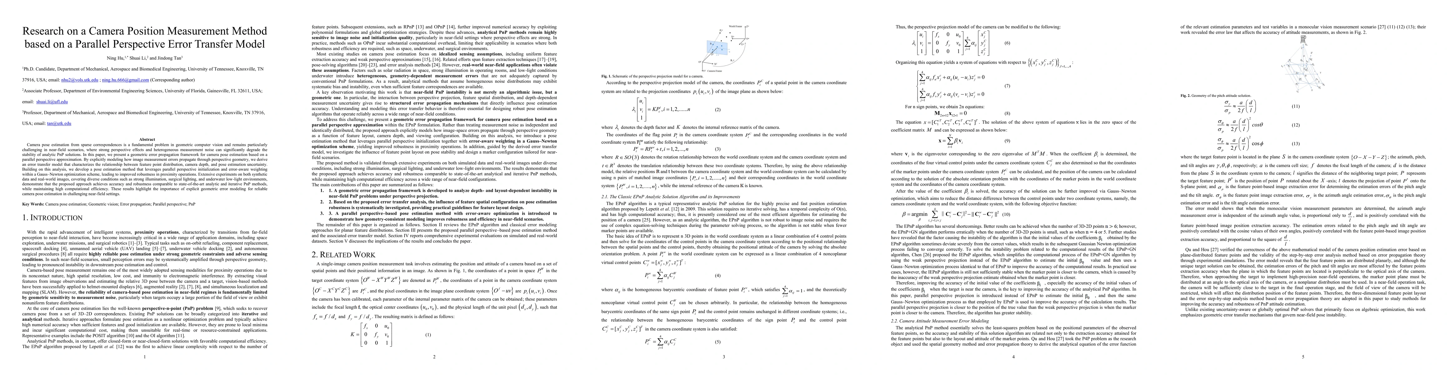 Thumbnail for Research on a Camera Position Measurement Method based on a Parallel Perspective Error Transfer Model