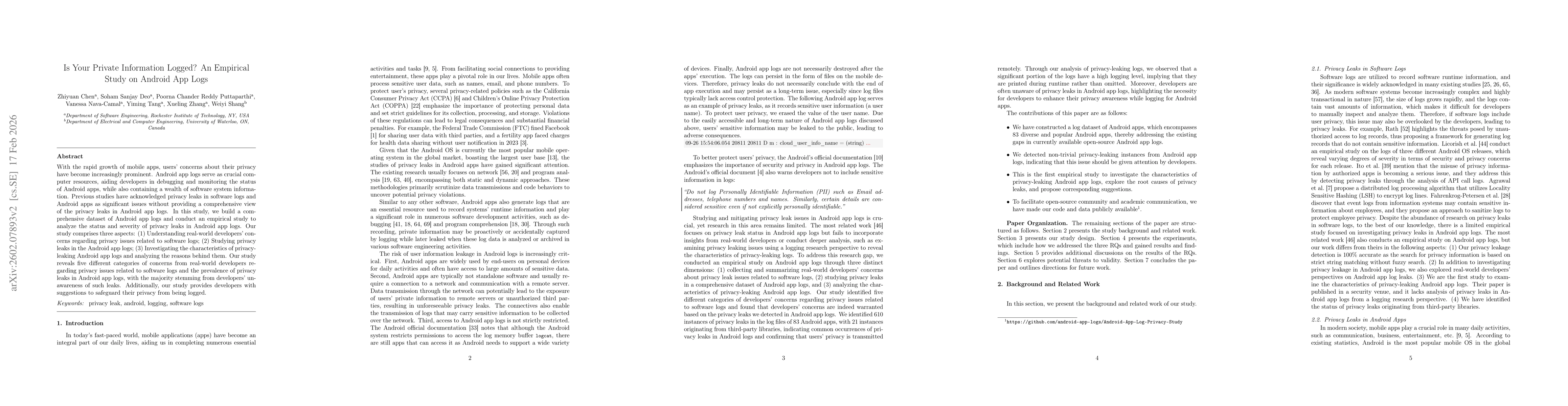 Thumbnail for Is Your Private Information Logged? An Empirical Study on Android App Logs