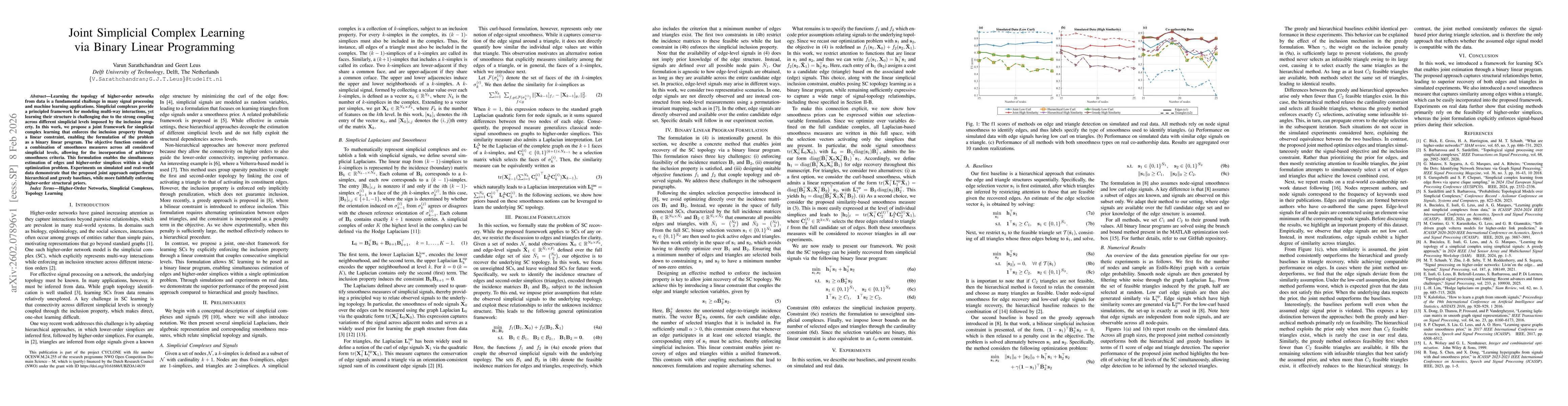 Thumbnail for Joint Simplicial Complex Learning via Binary Linear Programming