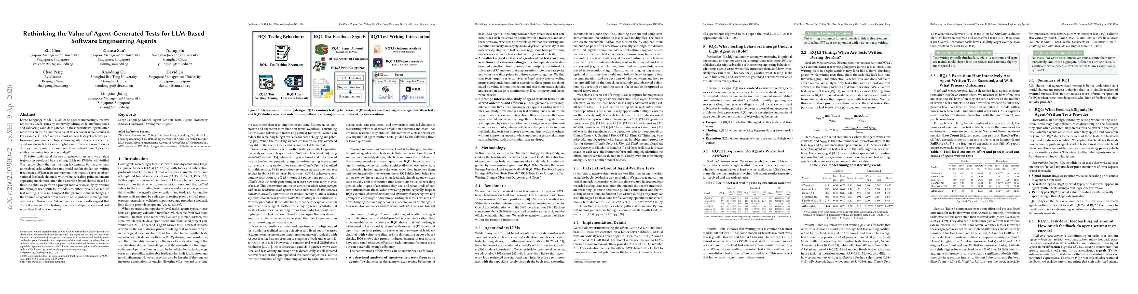 Thumbnail for Rethinking the Value of Agent-Generated Tests for LLM-Based Software Engineering Agents