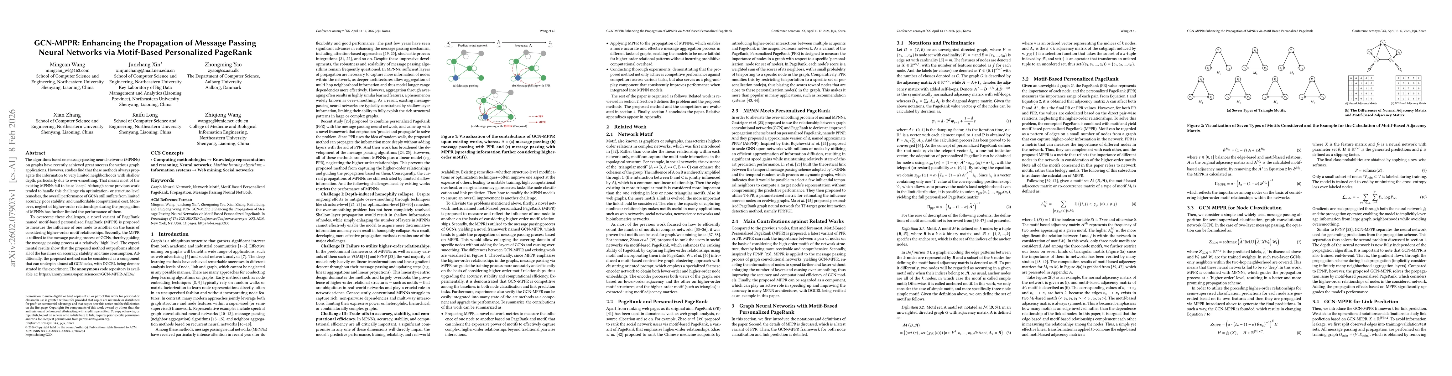 Thumbnail for GCN-MPPR: Enhancing the Propagation of Message Passing Neural Networks via Motif-Based Personalized PageRank