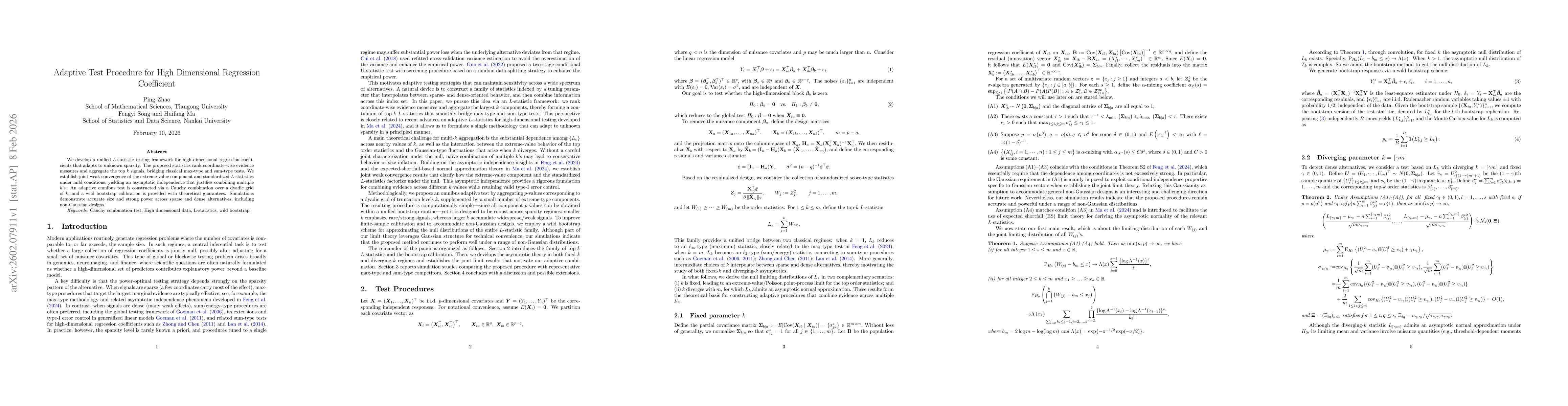 Thumbnail for Adaptive Test Procedure for High Dimensional Regression Coefficient