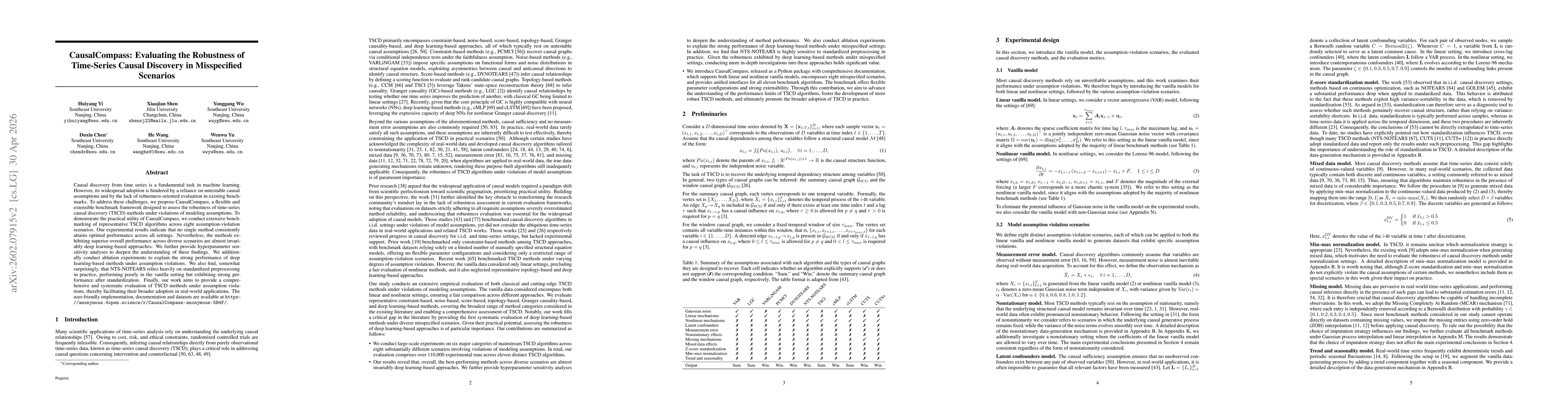 Thumbnail for CausalCompass: Evaluating the Robustness of Time-Series Causal Discovery in Misspecified Scenarios