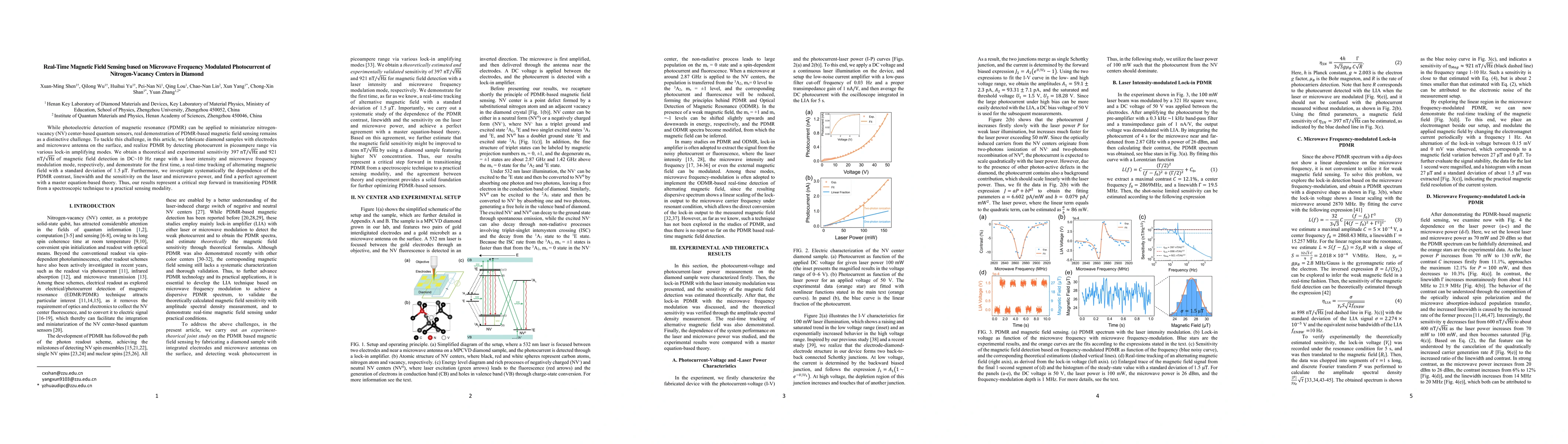 Thumbnail for Real-Time Magnetic Field Sensing based on Microwave Frequency Modulated Photocurrent of Nitrogen-Vacancy Centers in Diamond