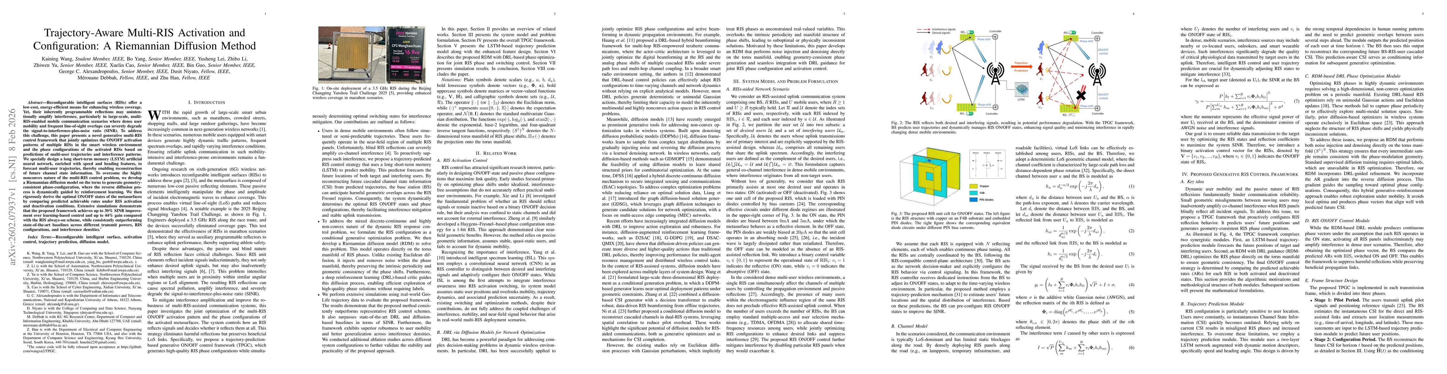 Thumbnail for Trajectory-Aware Multi-RIS Activation and Configuration: A Riemannian Diffusion Method