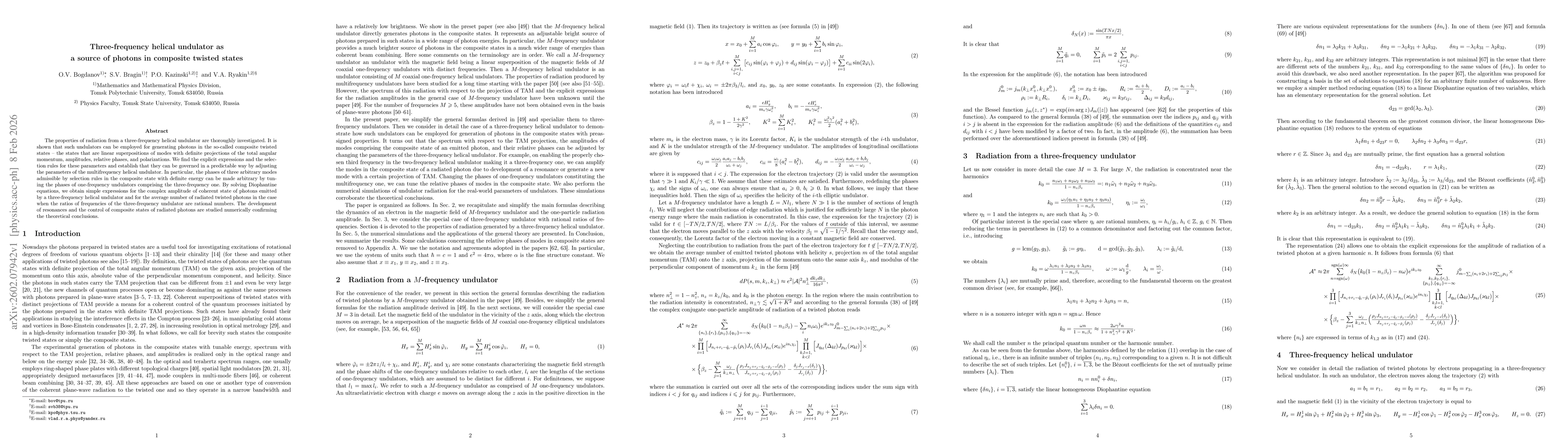 Thumbnail for Three-frequency helical undulator as a source of photons in composite twisted states