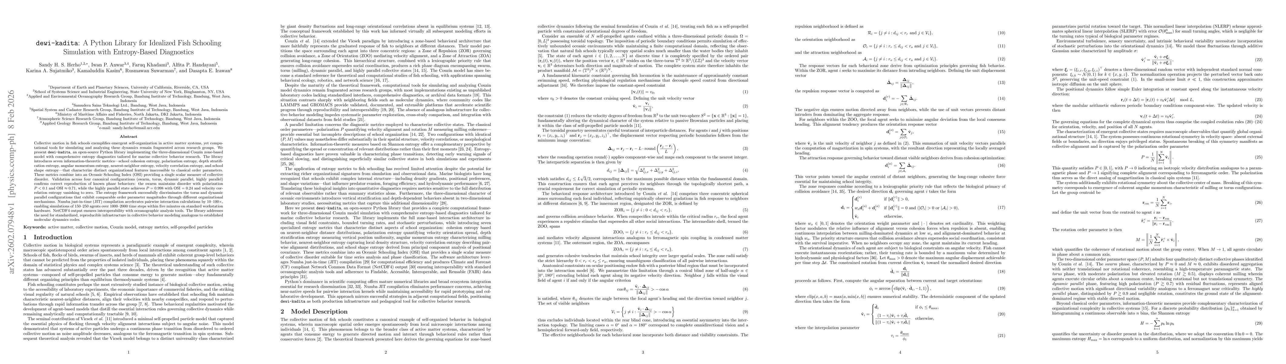 Thumbnail for dewi-kadita: A Python Library for Idealized Fish Schooling Simulation with Entropy-Based Diagnostics