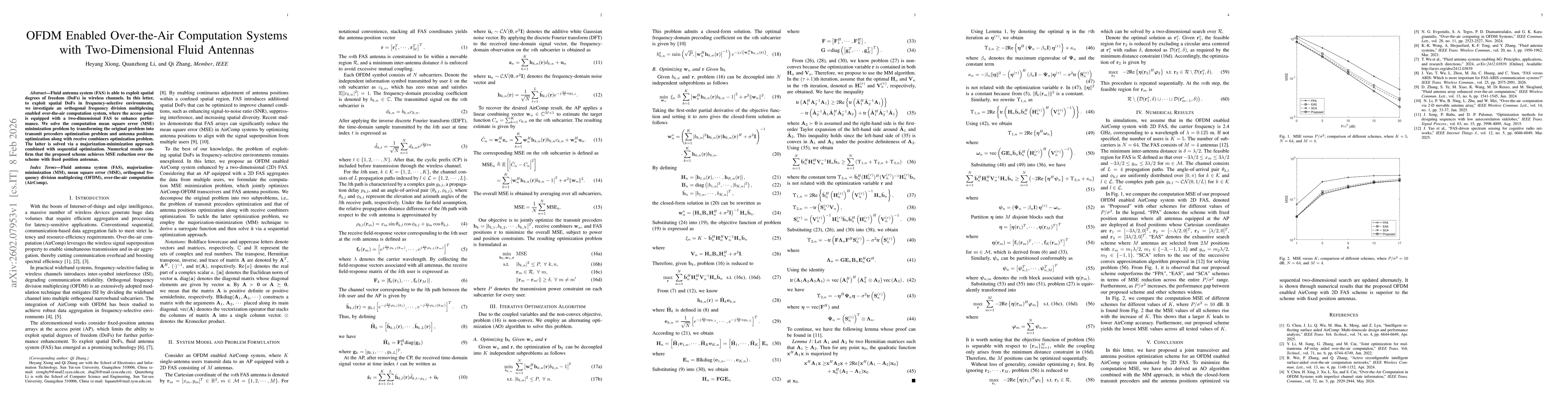 Thumbnail for OFDM Enabled Over-the-Air Computation Systems with Two-Dimensional Fluid Antennas