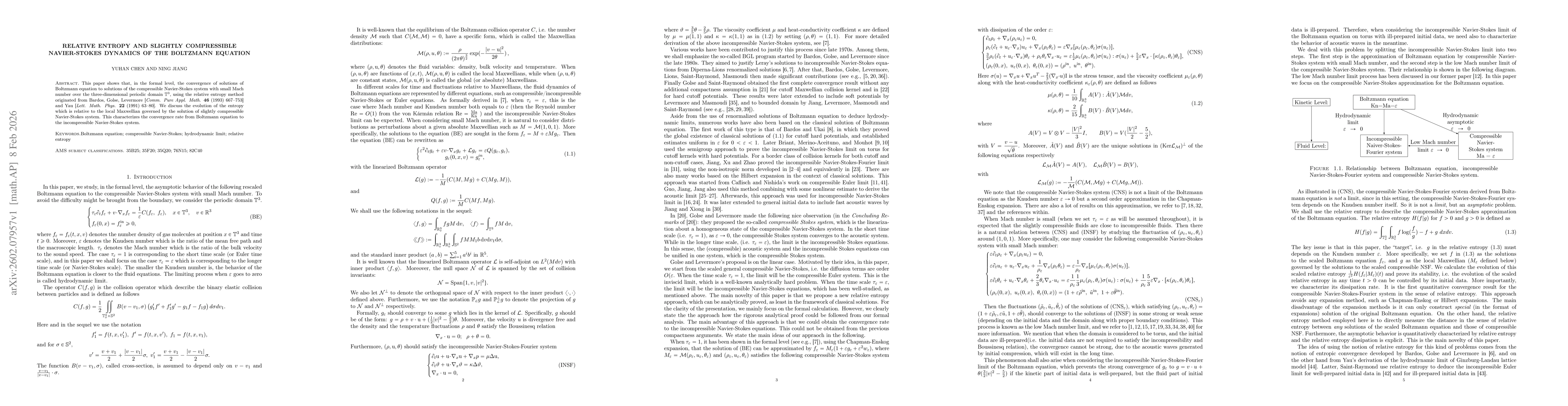 Thumbnail for Relative entropy and slightly compressible Navier-Stokes dynamics of the Boltzmann equation