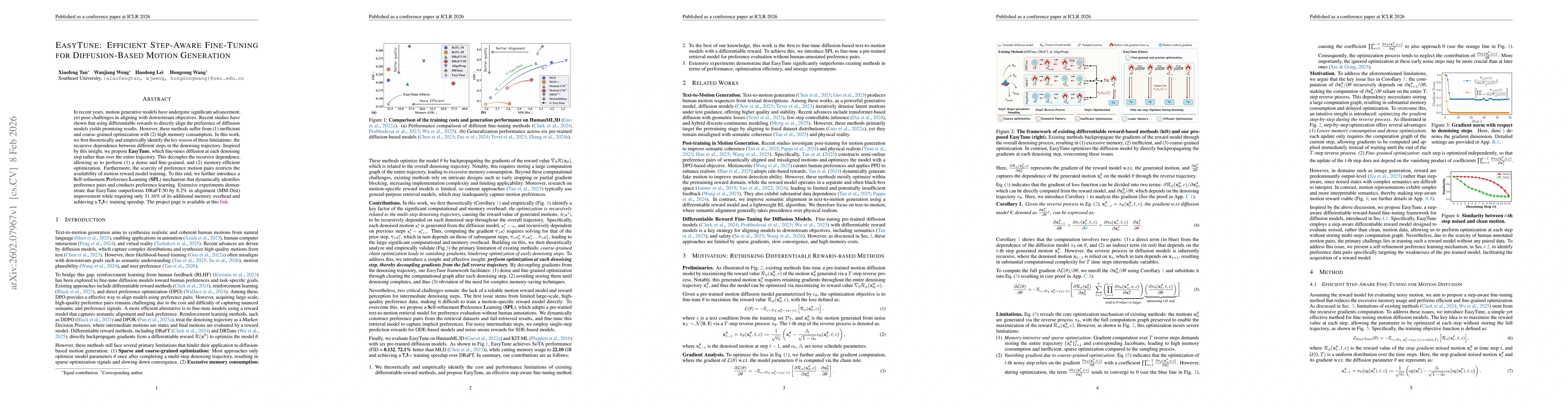 Thumbnail for EasyTune: Efficient Step-Aware Fine-Tuning for Diffusion-Based Motion Generation