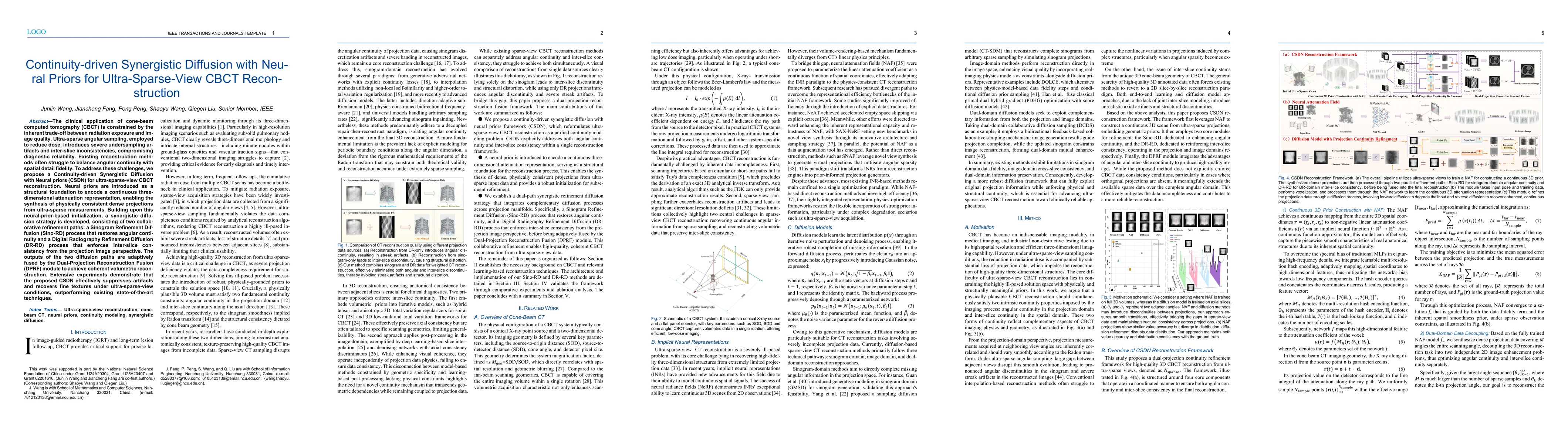Thumbnail for Continuity-driven Synergistic Diffusion with Neural Priors for Ultra-Sparse-View CBCT Reconstruction