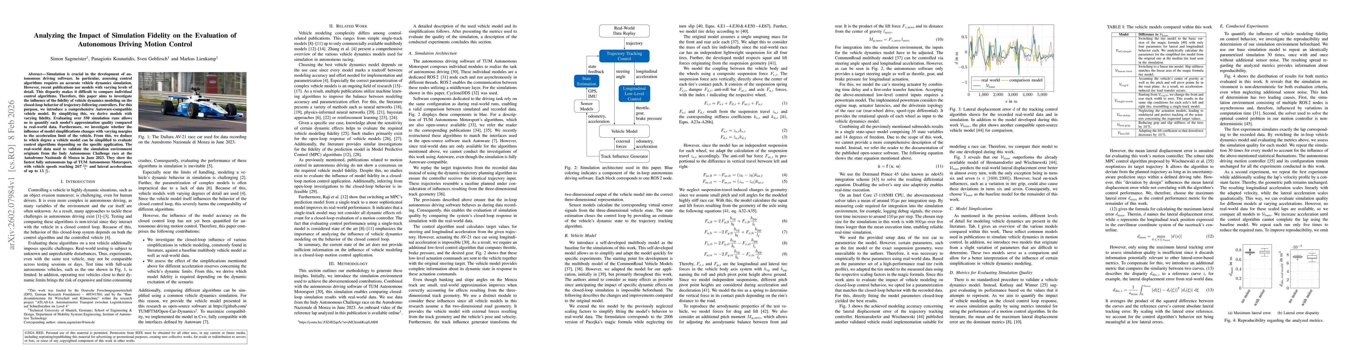 Thumbnail for Analyzing the Impact of Simulation Fidelity on the Evaluation of Autonomous Driving Motion Control
