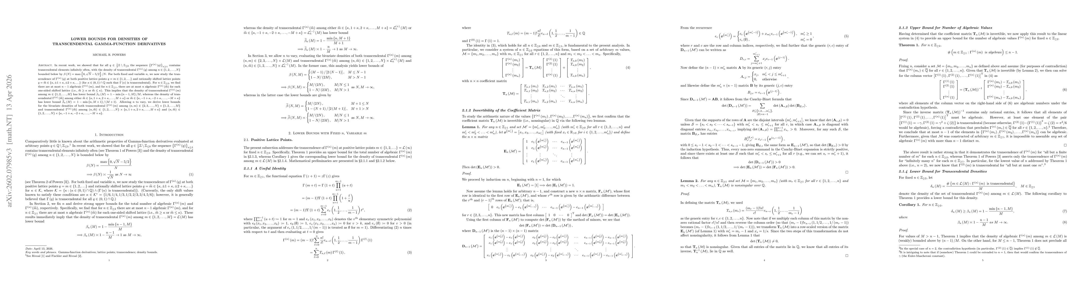 Thumbnail for Lower Bounds for Densities of Transcendental Gamma-Function Derivatives