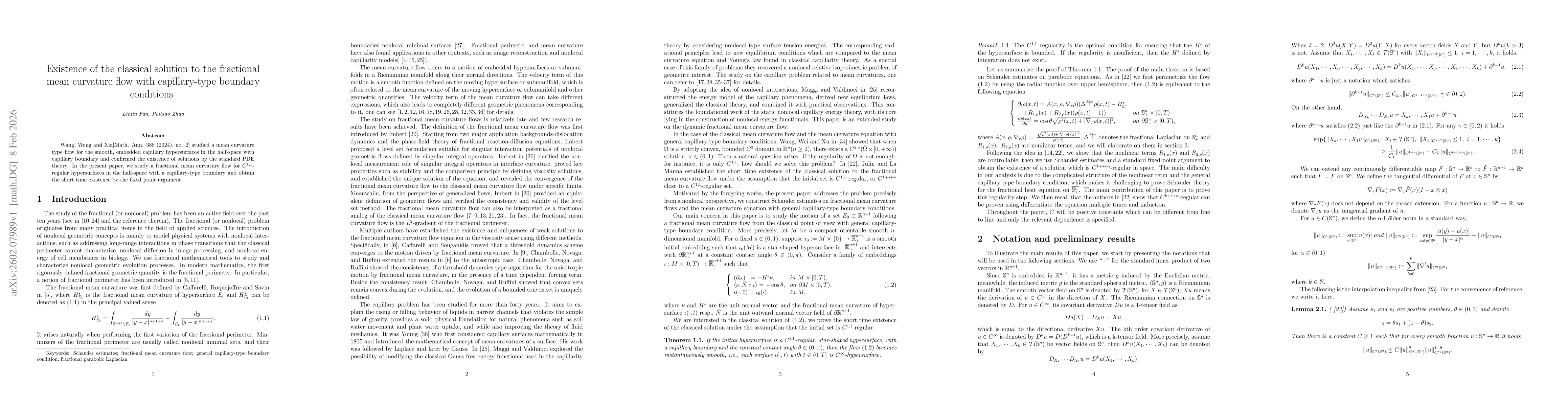 Thumbnail for Existence of the classical solution to the fractional mean curvature flow with capillary-type boundary conditions