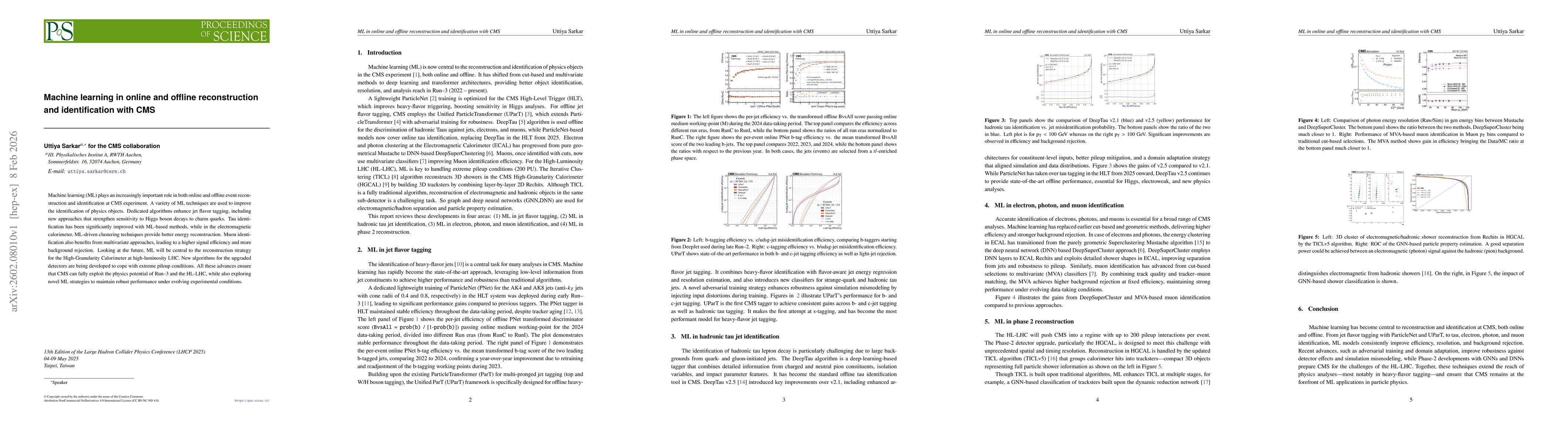 Thumbnail for Machine learning in online and offline reconstruction and identification with CMS