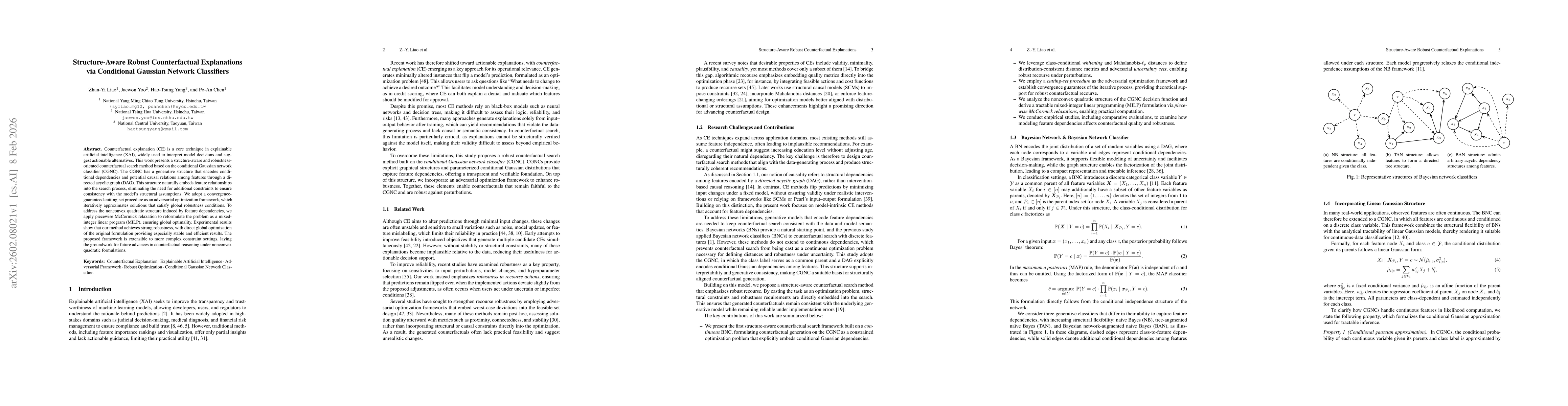 Thumbnail for Structure-Aware Robust Counterfactual Explanations via Conditional Gaussian Network Classifiers