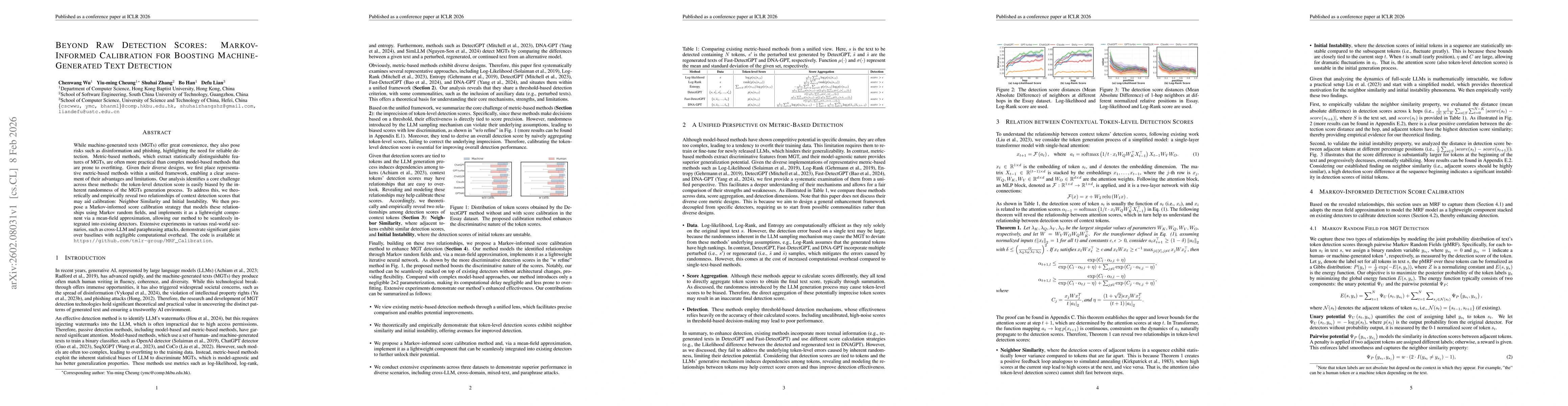 Thumbnail for Beyond Raw Detection Scores: Markov-Informed Calibration for Boosting Machine-Generated Text Detection
