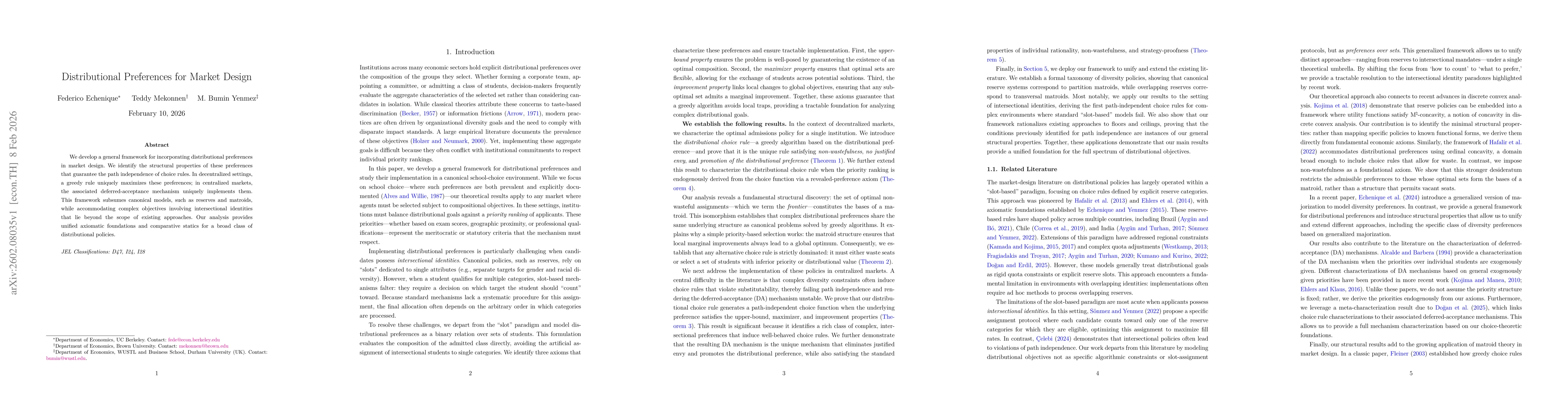 Thumbnail for Distributional Preferences for Market Design