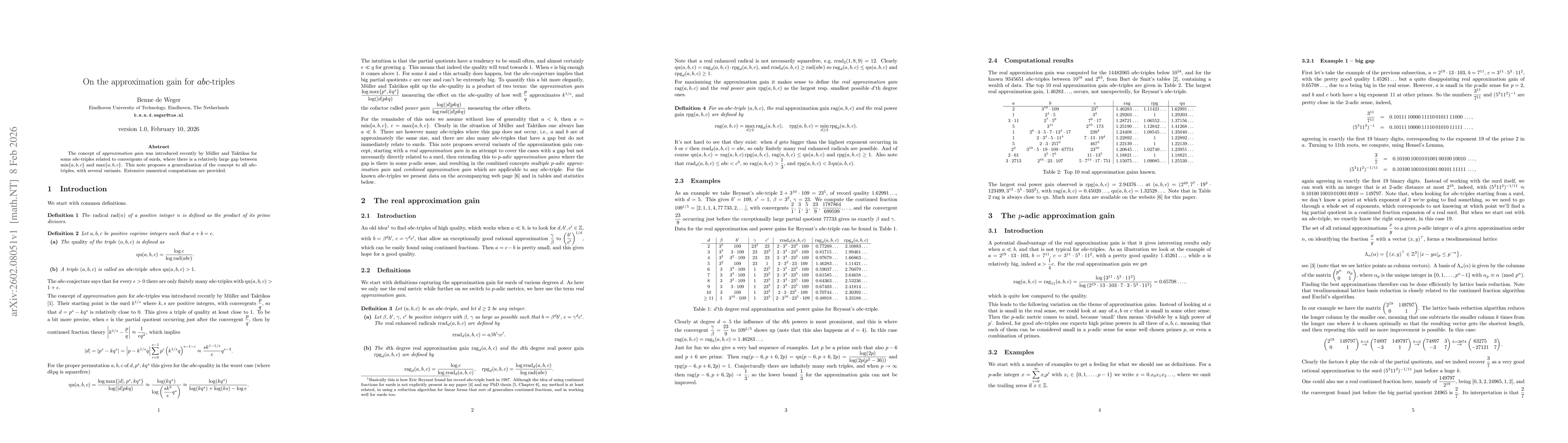 Thumbnail for On the approximation gain for abc-triples