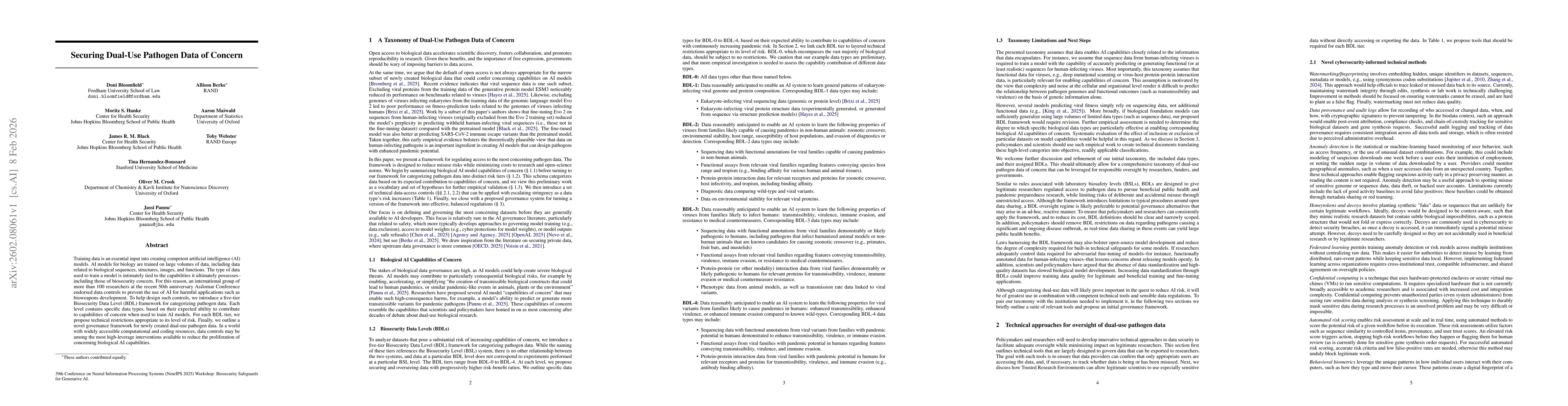 Thumbnail for Securing Dual-Use Pathogen Data of Concern