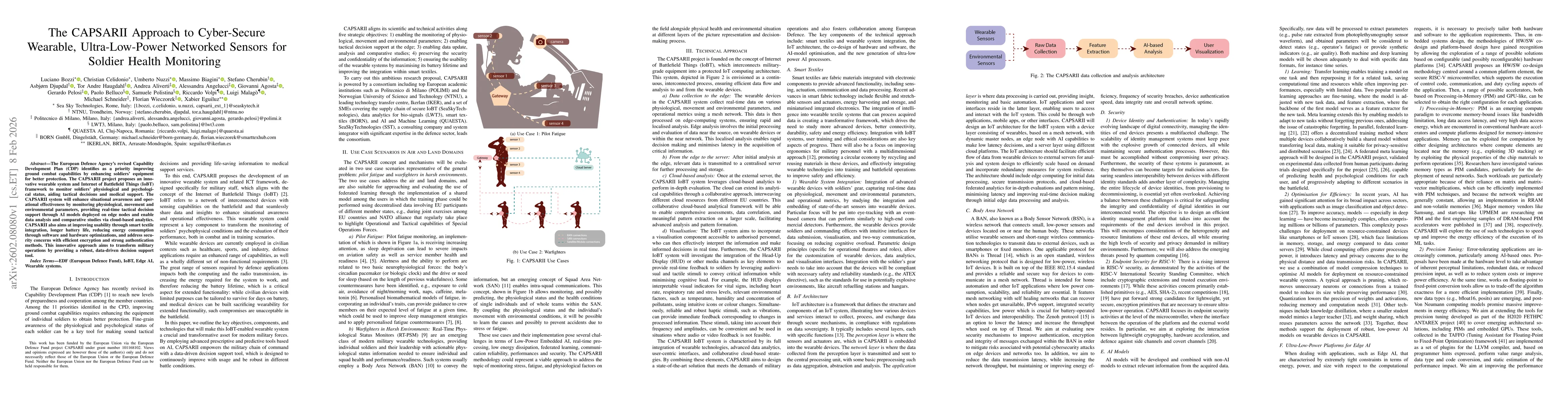 Thumbnail for The CAPSARII Approach to Cyber-Secure Wearable, Ultra-Low-Power Networked Sensors for Soldier Health Monitoring