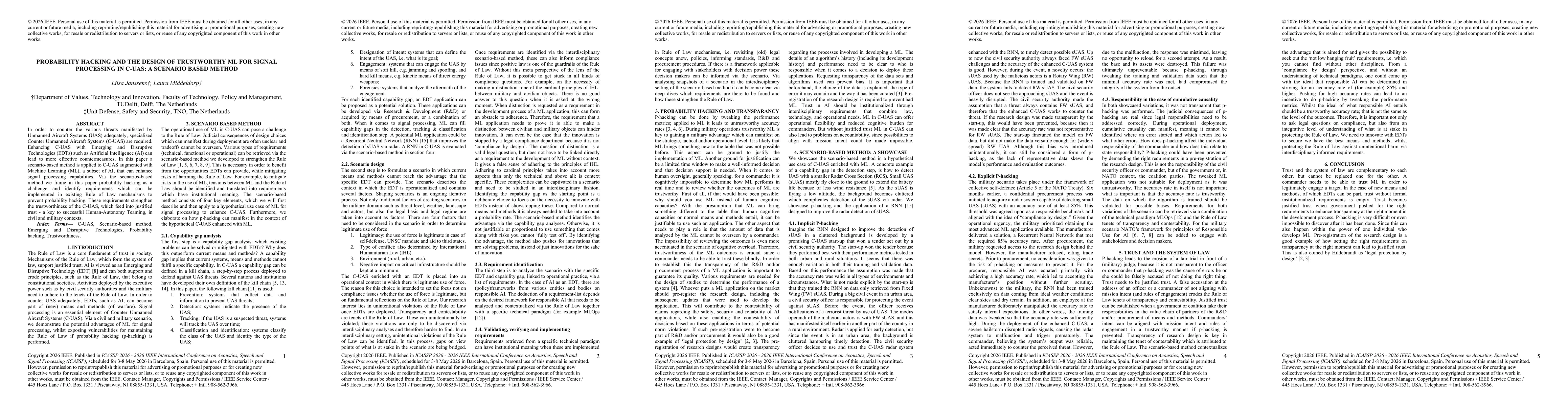 Thumbnail for Probability Hacking and the Design of Trustworthy ML for Signal Processing in C-UAS: A Scenario Based Method