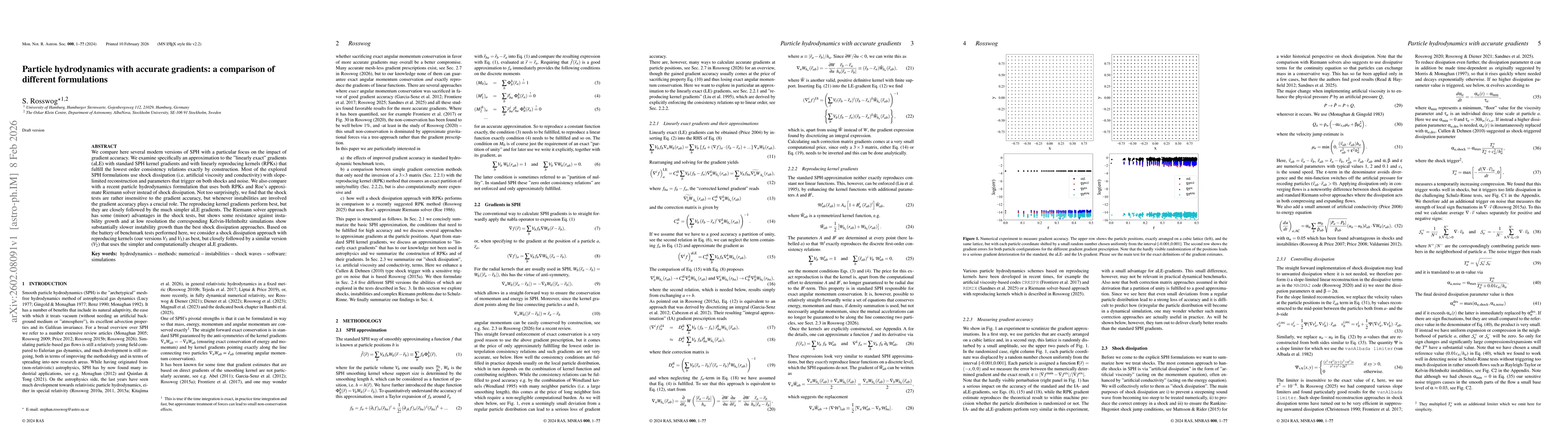 Thumbnail for Particle hydrodynamics with accurate gradients: a comparison of different formulations