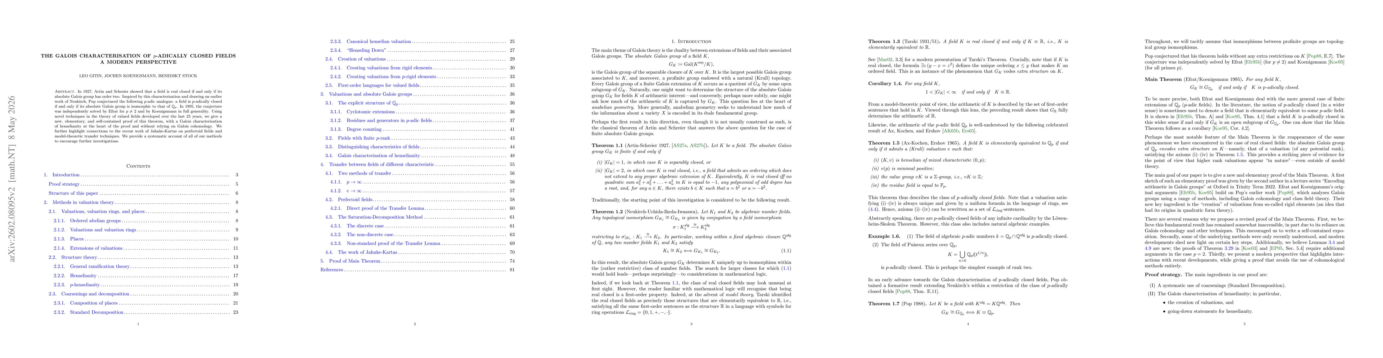 Thumbnail for Elementary characterisation of $\mathbb{Q}_p$ by its absolute Galois group -- A modern perspective