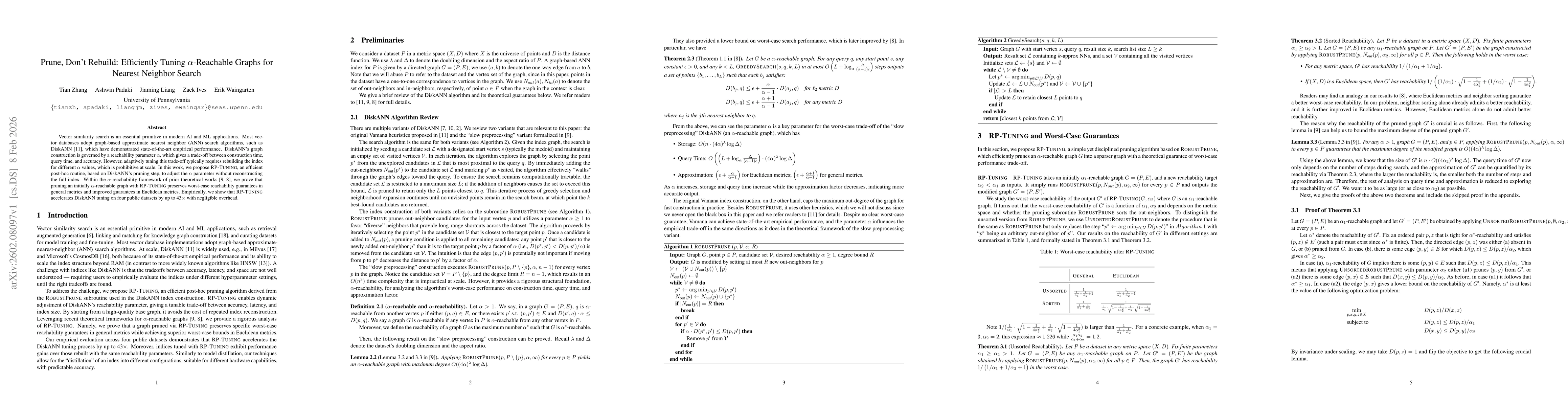 Thumbnail for Prune, Don't Rebuild: Efficiently Tuning $α$-Reachable Graphs for Nearest Neighbor Search