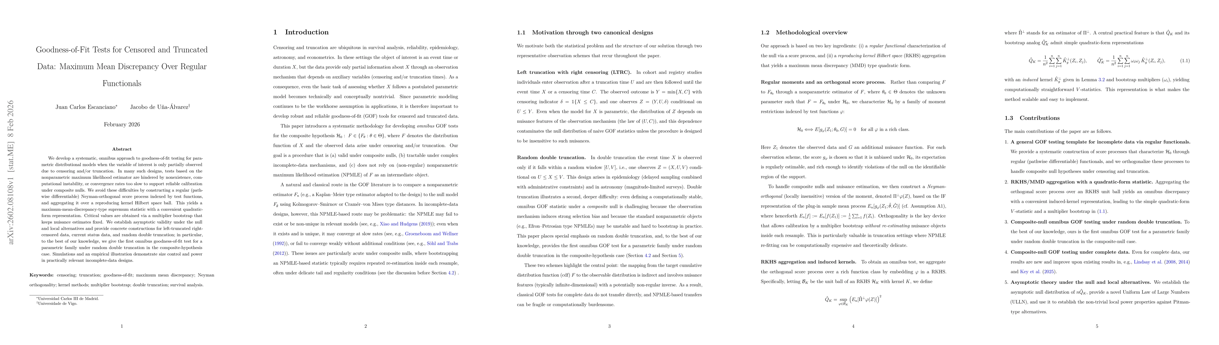 Thumbnail for Goodness-of-Fit Tests for Censored and Truncated Data: Maximum Mean Discrepancy Over Regular Functionals