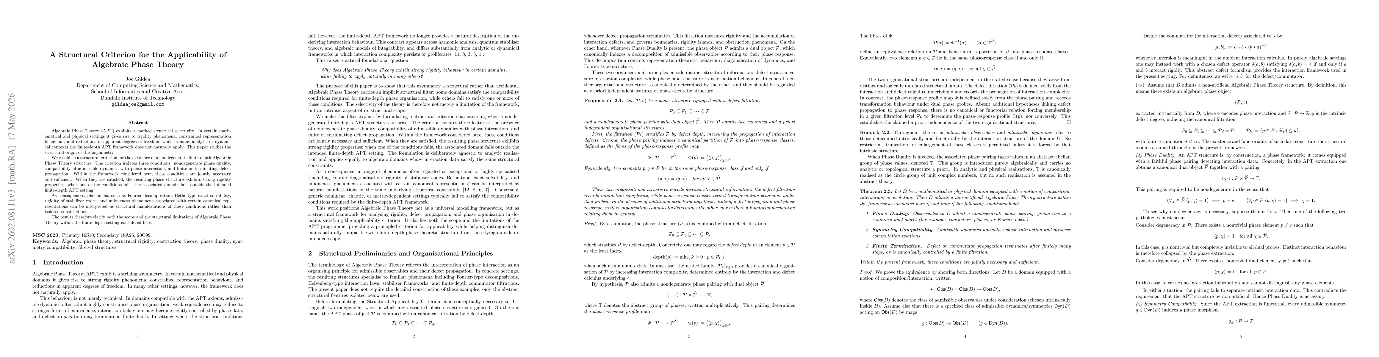 Thumbnail for A Structural Criterion for the Applicability of Algebraic Phase Theory