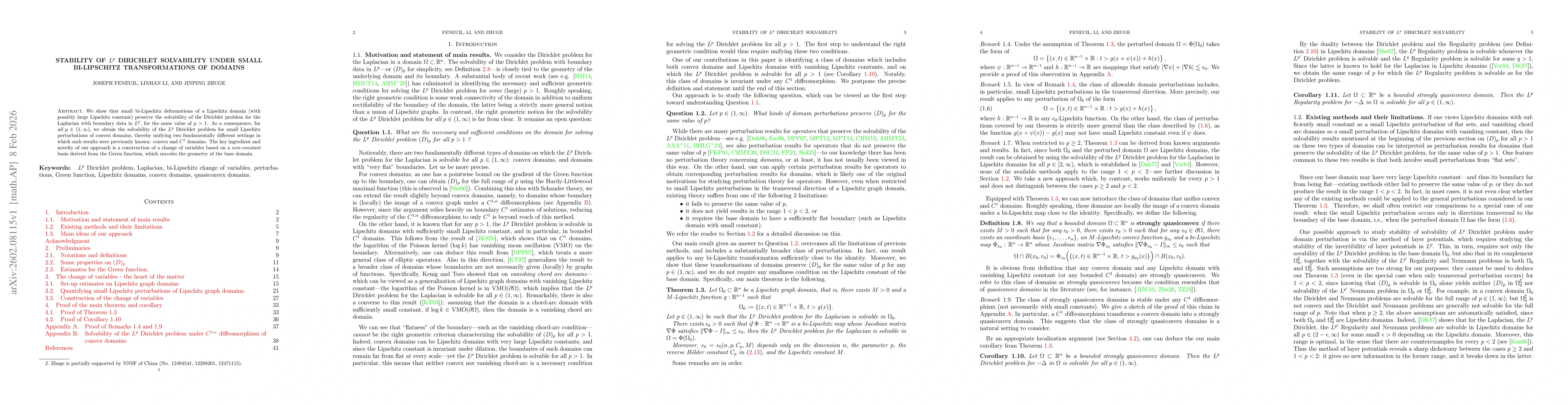 Thumbnail for Stability of $L^p$ Dirichlet solvability under small bi-Lipschitz transformations of domains