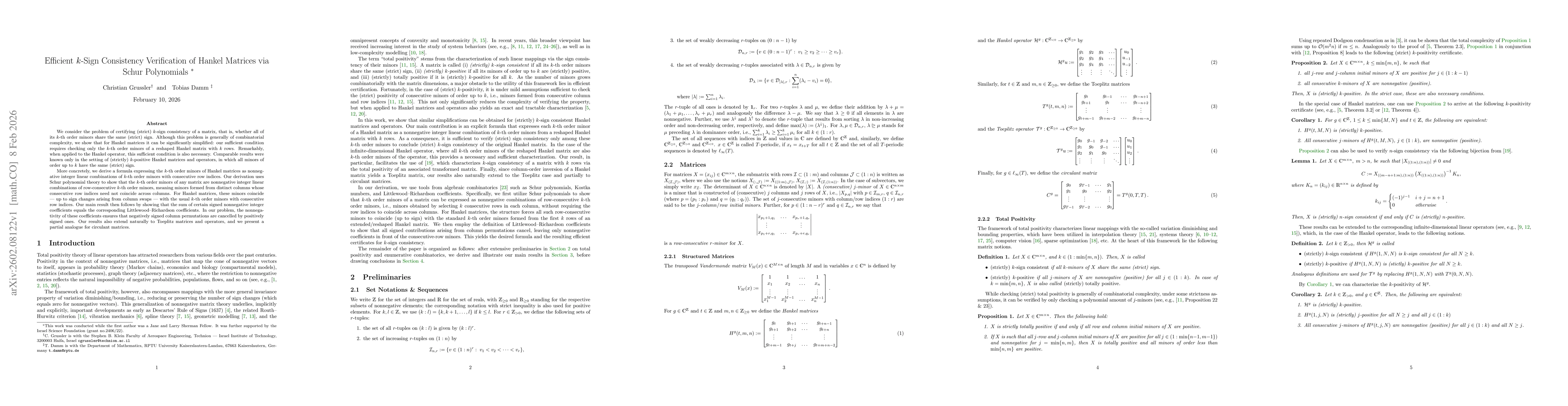 Thumbnail for Efficient $k$-Sign Consistency Verification of Hankel Matrices via Schur Polynomials