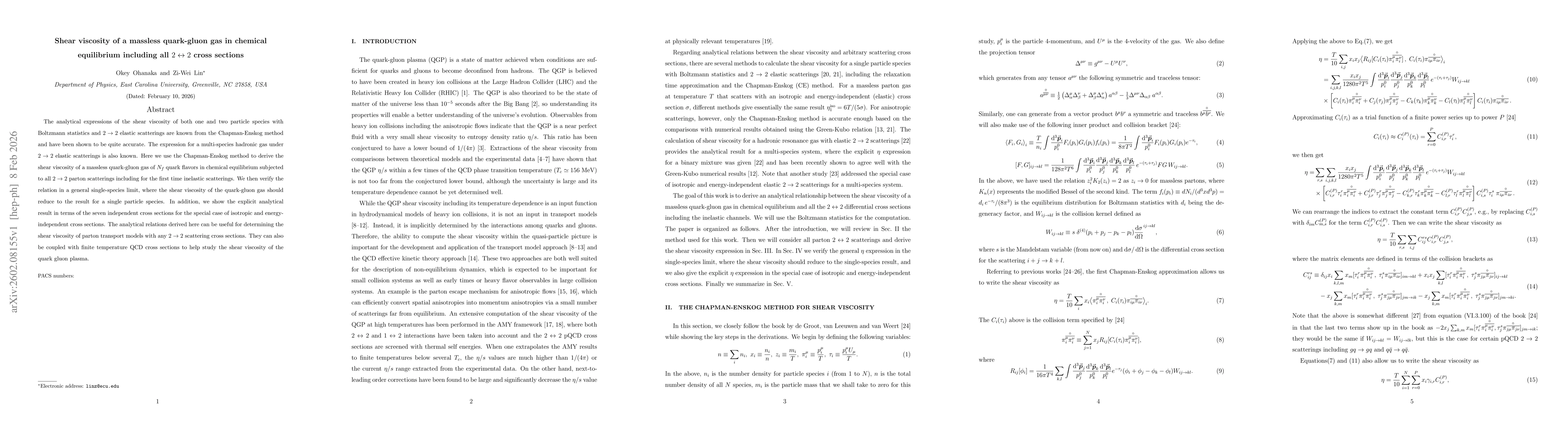 Thumbnail for Shear viscosity of a massless quark-gluon gas in chemical equilibrium including all $2\leftrightarrow 2$ cross sections