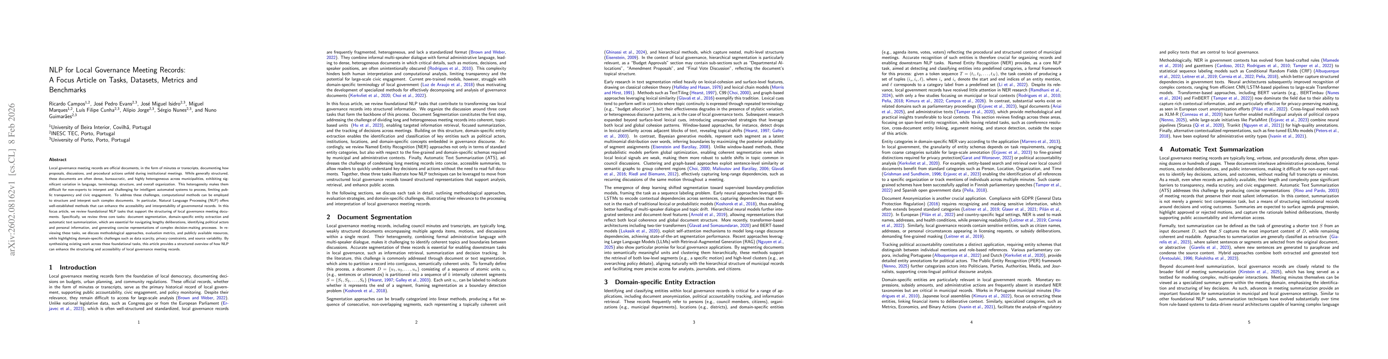 Thumbnail for NLP for Local Governance Meeting Records: A Focus Article on Tasks, Datasets, Metrics and Benchmark