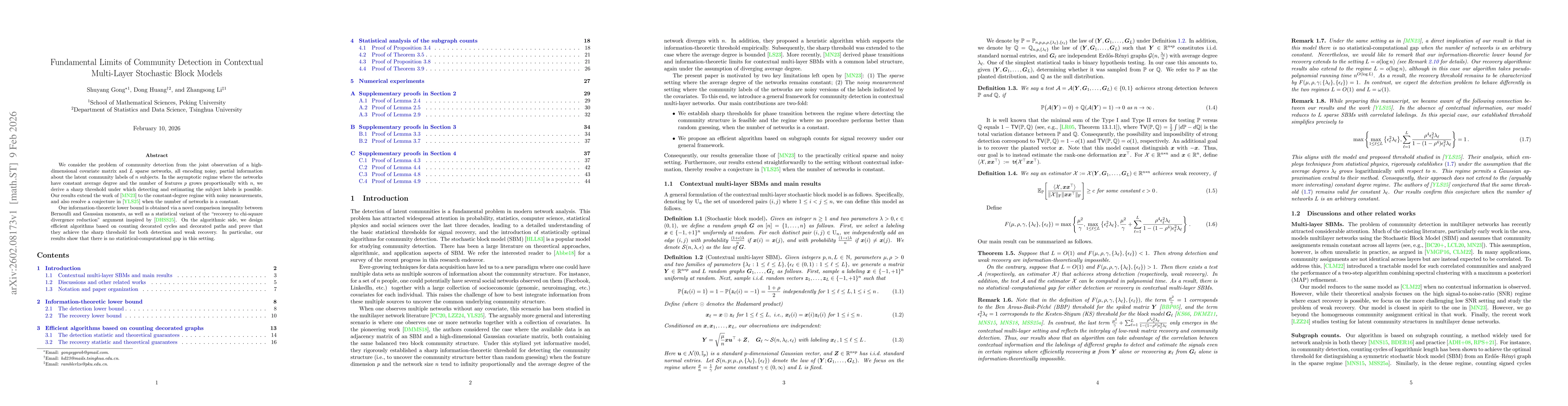 Thumbnail for Fundamental Limits of Community Detection in Contextual Multi-Layer Stochastic Block Models