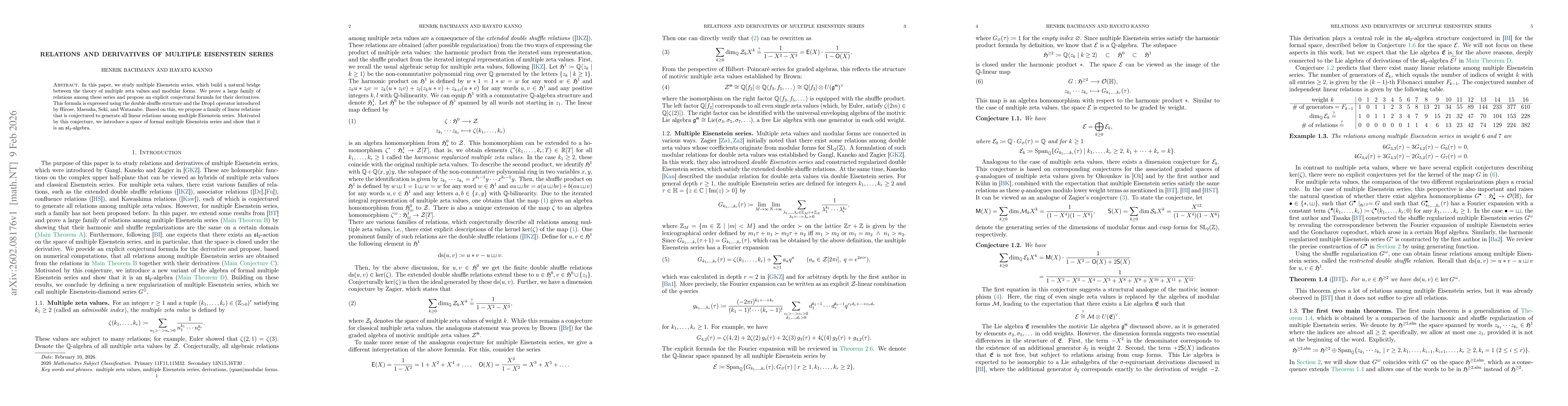 Thumbnail for Relations and Derivatives of Multiple Eisenstein Series