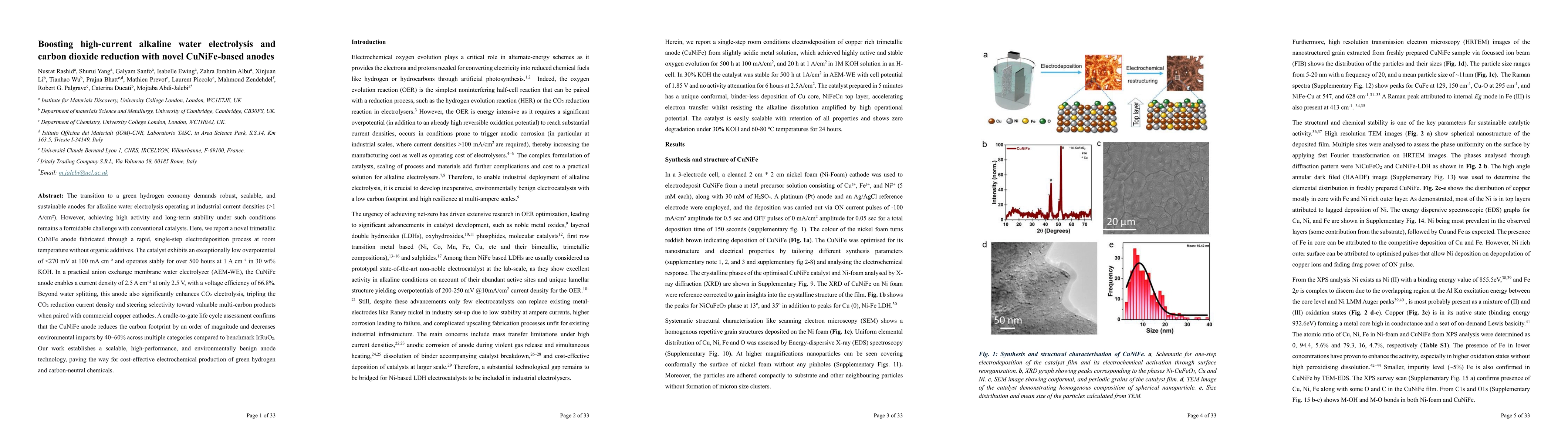 Thumbnail for Boosting high-current alkaline water electrolysis and carbon dioxide reduction with novel CuNiFe-based anodes