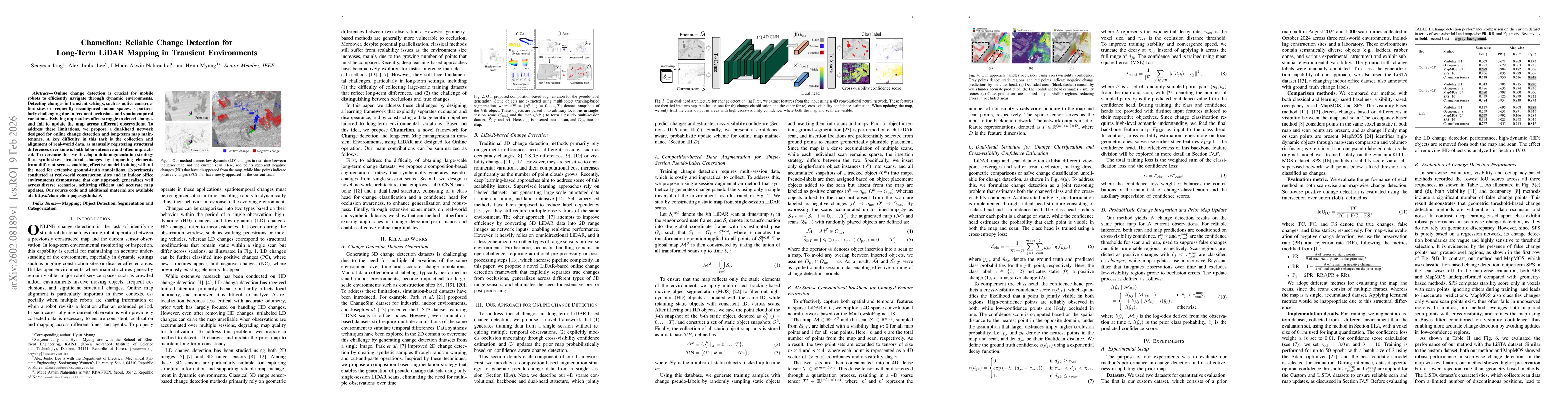 Thumbnail for Chamelion: Reliable Change Detection for Long-Term LiDAR Mapping in Transient Environments