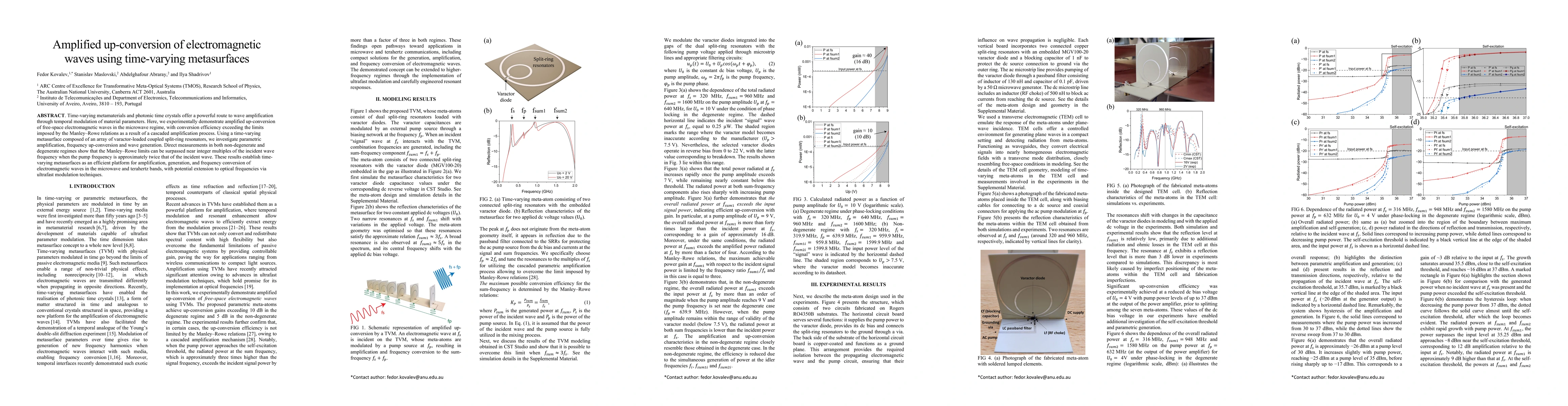 Thumbnail for Amplified up-conversion of electromagnetic waves using time-varying metasurfaces
