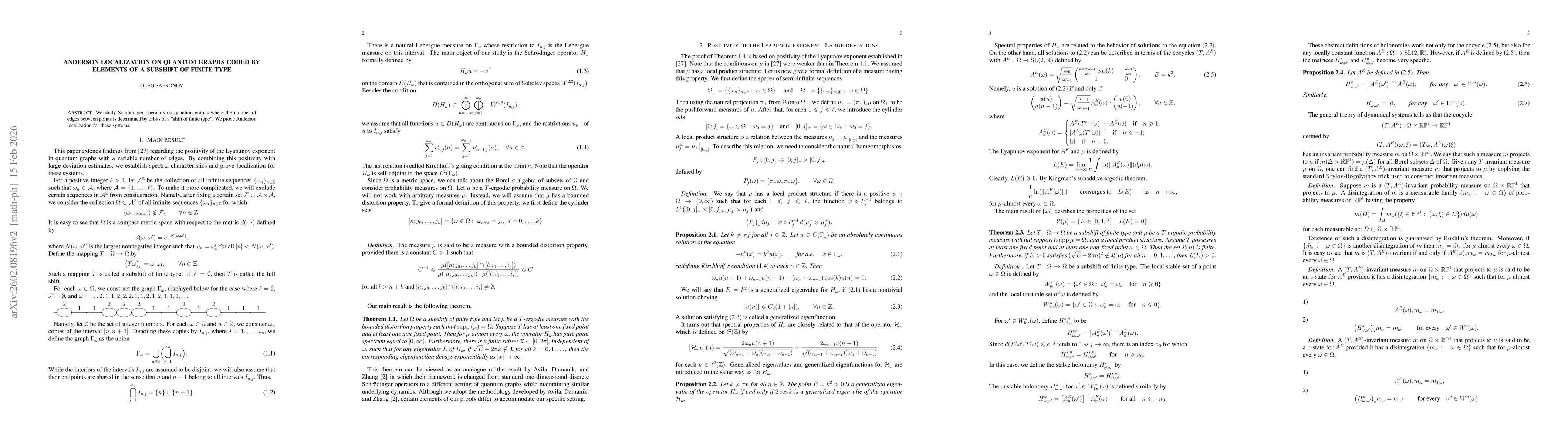 Thumbnail for Anderson localization on quantum graphs coded by elements of a subshift of finite type