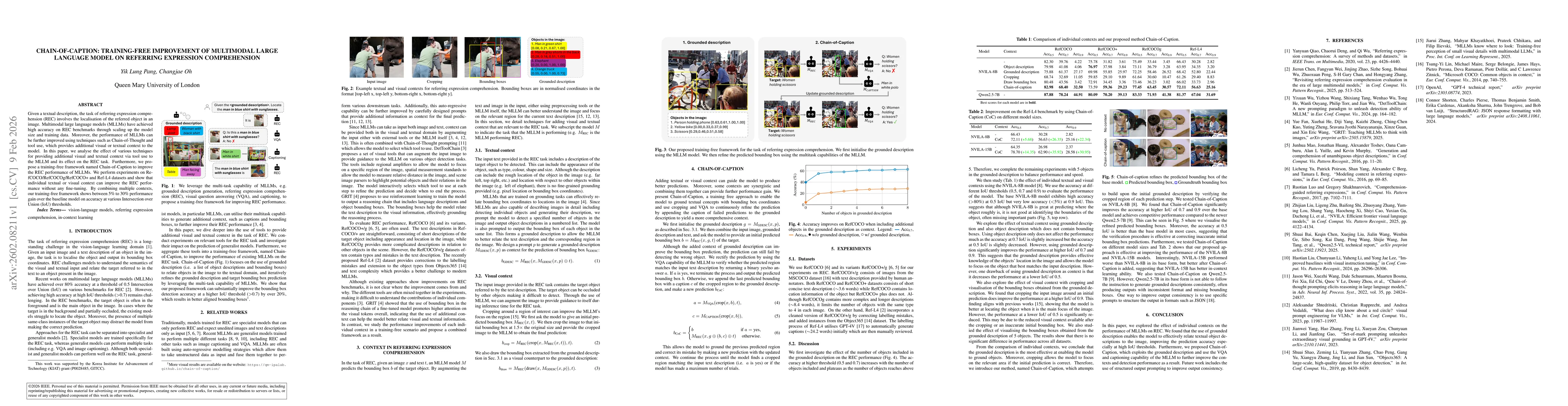 Thumbnail for Chain-of-Caption: Training-free improvement of multimodal large language model on referring expression comprehension